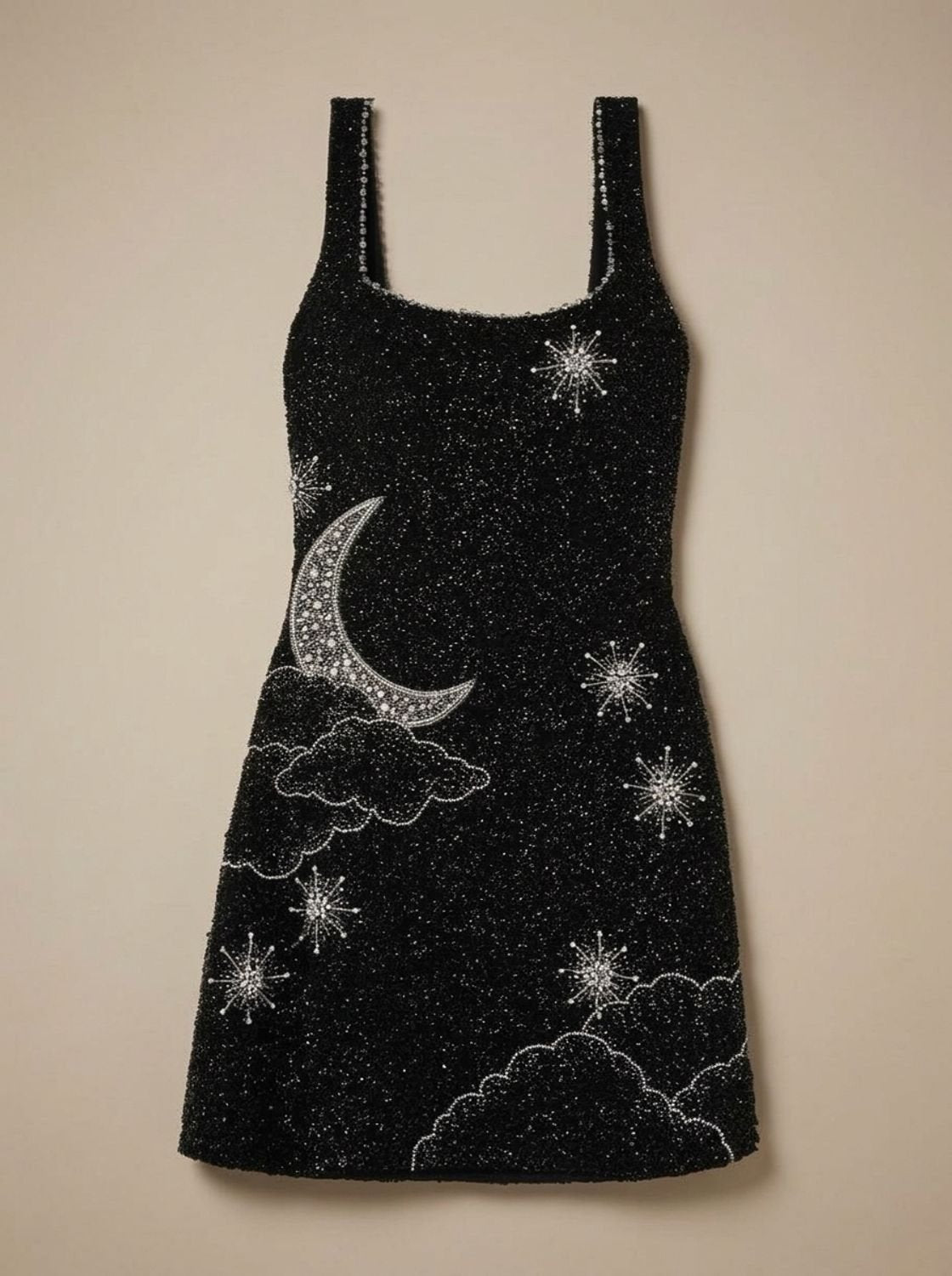 Women's Black Sparkly Sequin Mini Dress Wide-Strap Evening