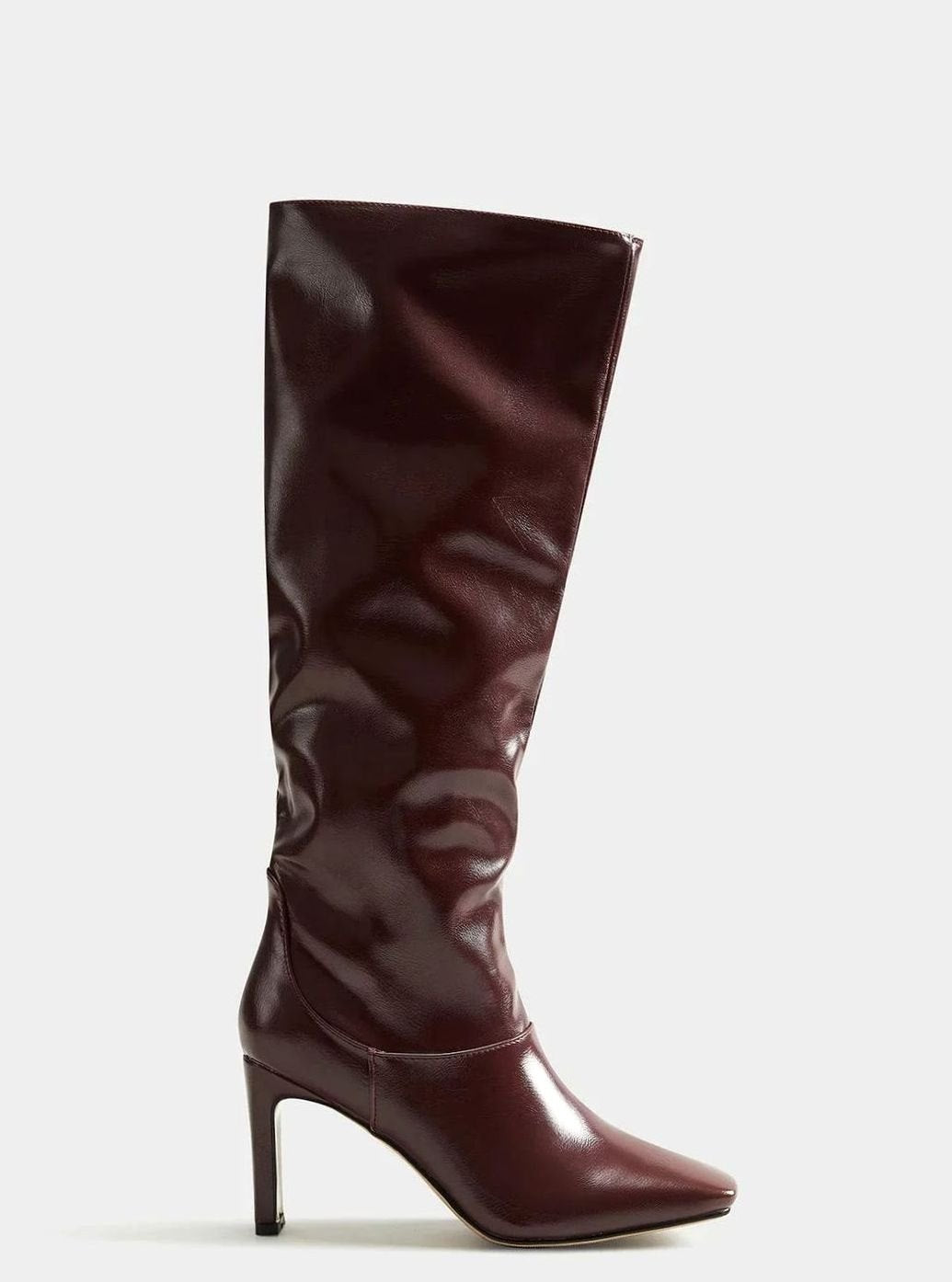 Women's Brown Knee-High Heeled Square-Toe Boots