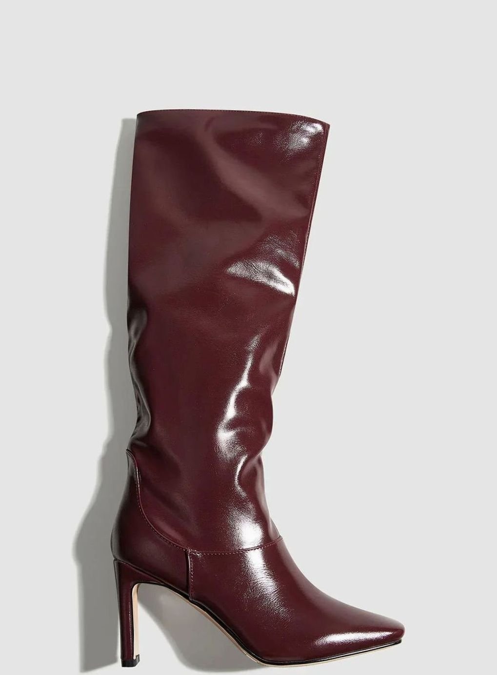 Women's Brown Knee-High Heeled Square-Toe Boots
