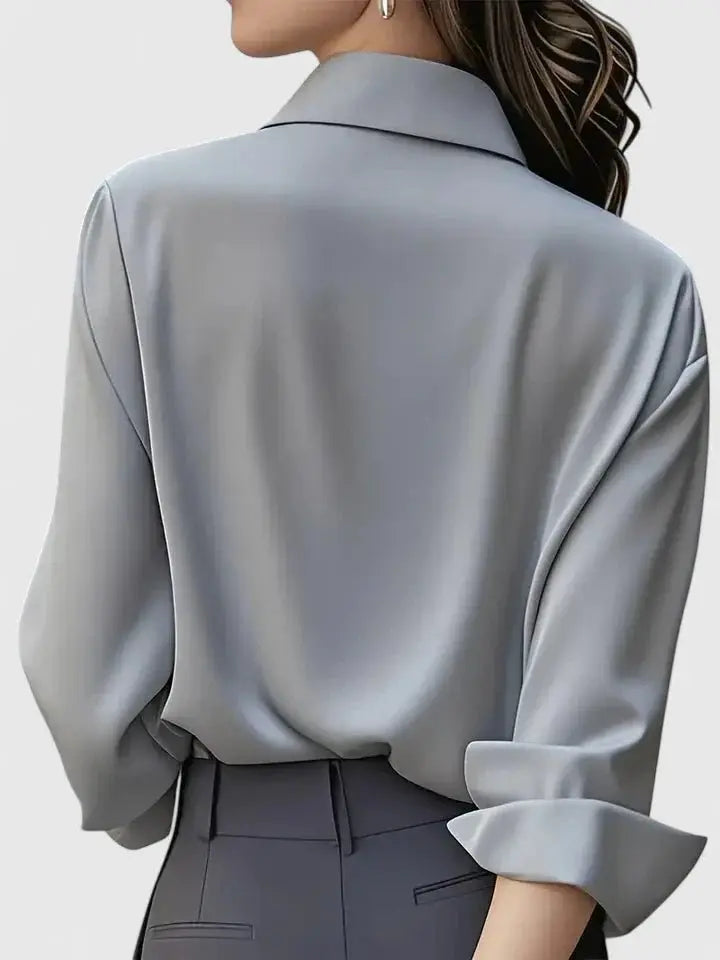 Women's Button Down Shirt Long Sleeve Curved Hem Classic