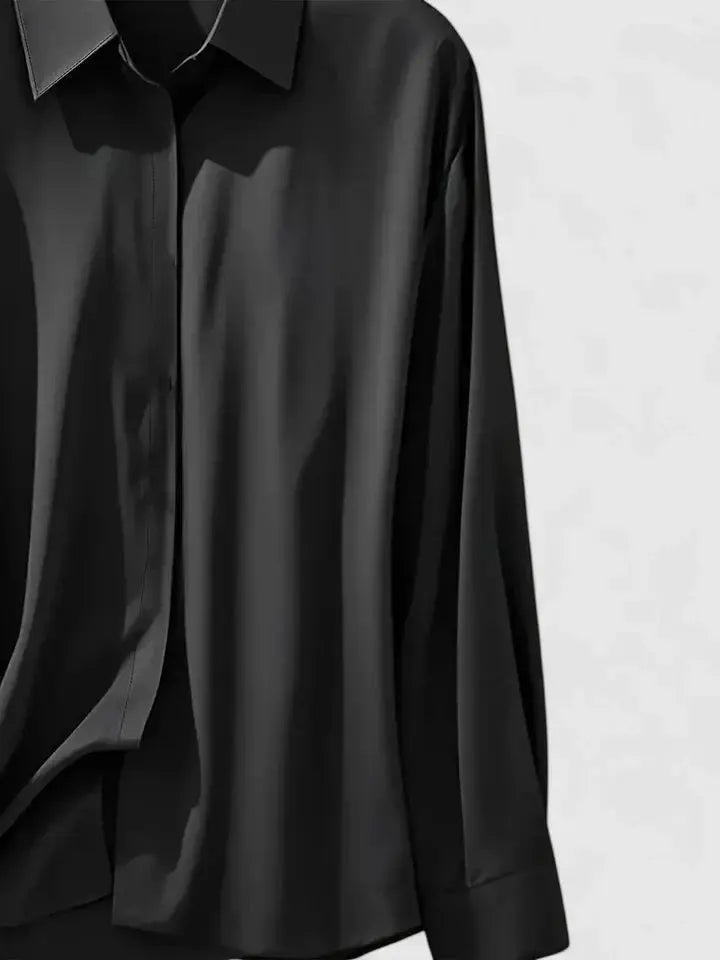 Women's Button Down Shirt Long Sleeve Curved Hem Classic