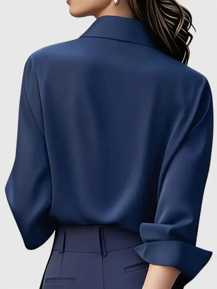 Women's Button Down Shirt Long Sleeve Curved Hem Classic