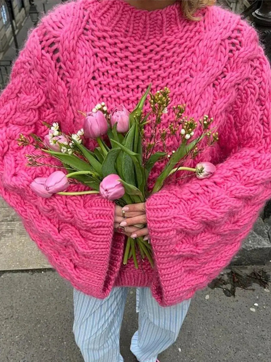 Womens Cardigan Oversized Chunky Cable-Knit Jumper