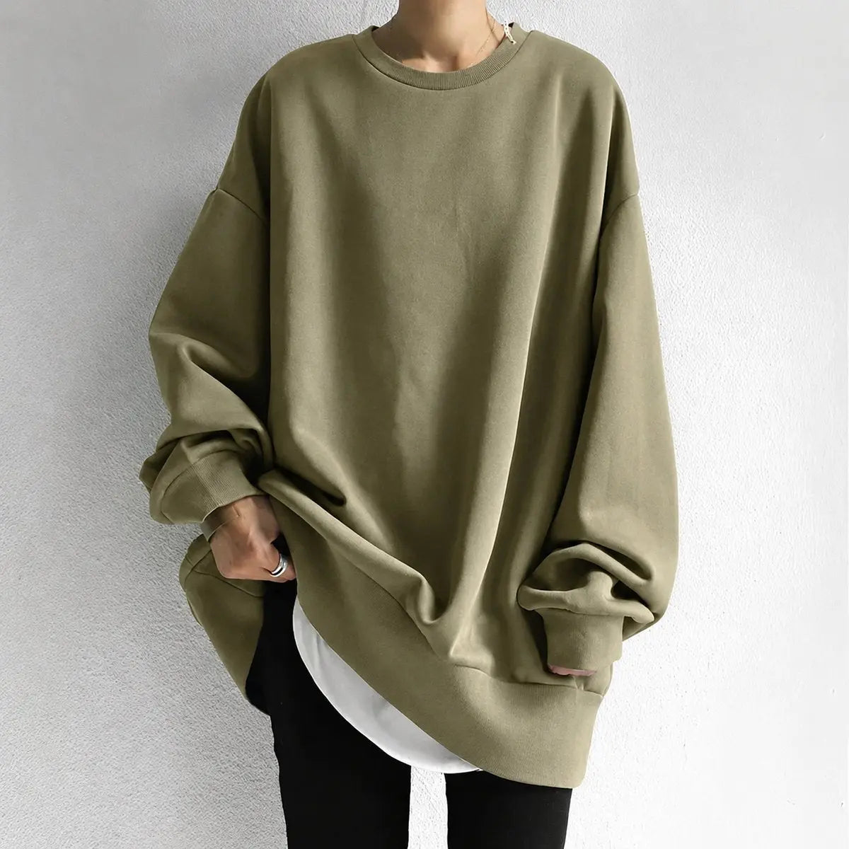 Women's Cardigan Oversized Drop Shoulder Crewneck Jumper - Brown