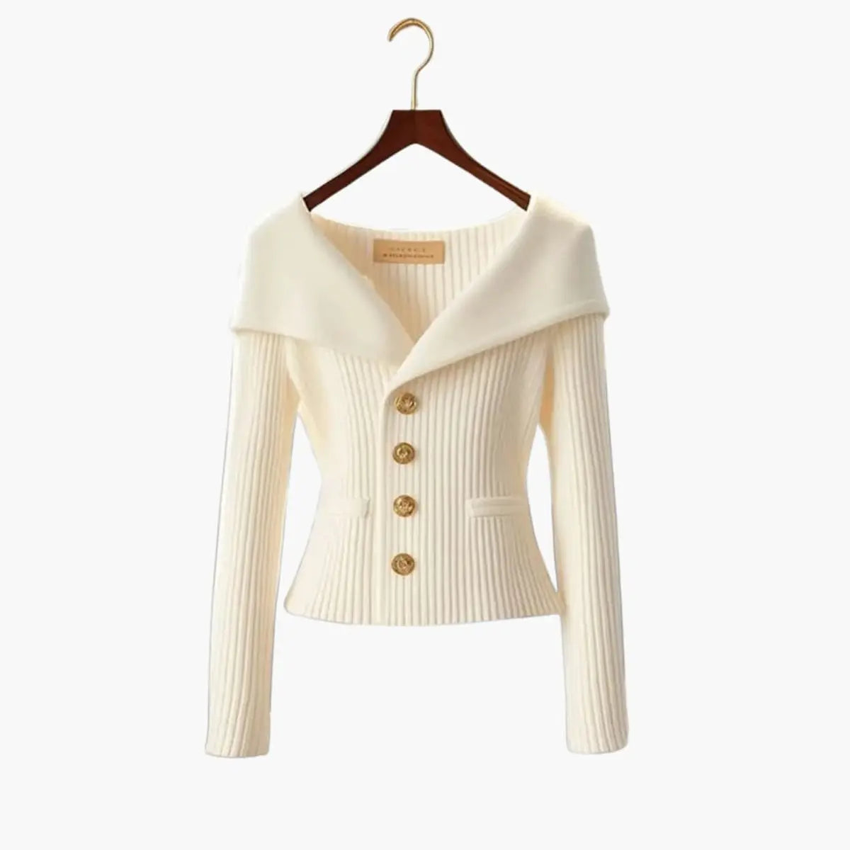 Womens Cardigan Ribbed Knit Off-Shoulder Button-Up Jumper - White