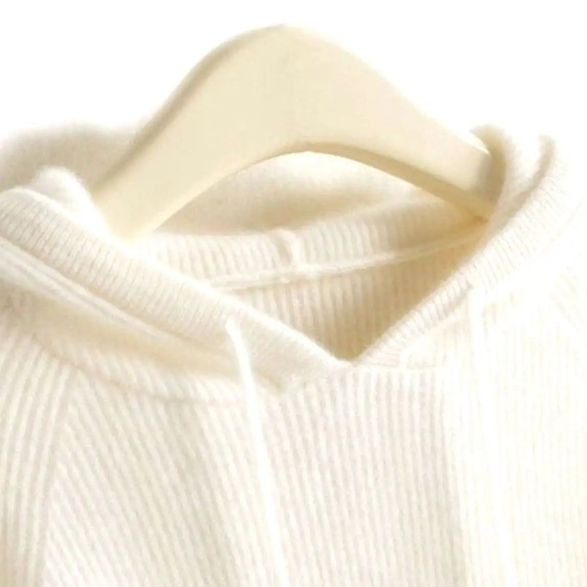 Women's Cashmere-Blend Hooded Drawstring Knit Jumper - White