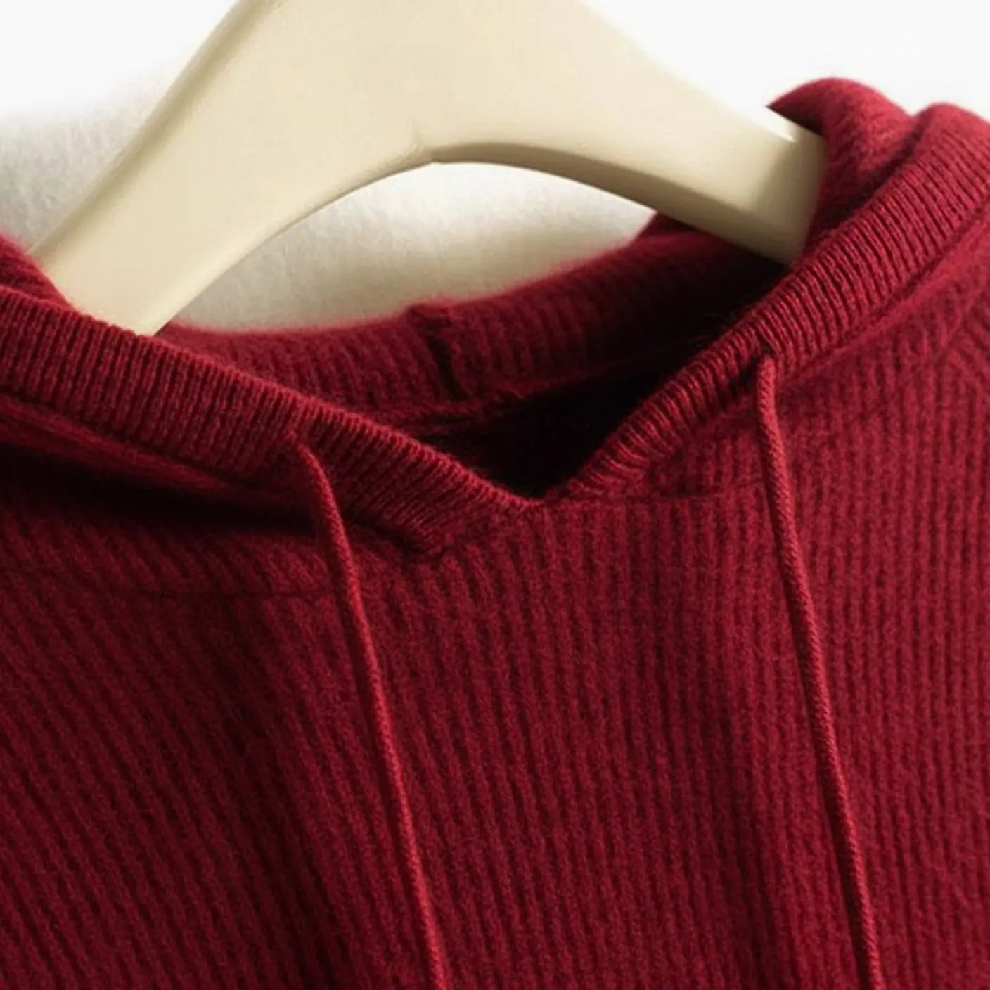 Women's Cashmere-Blend Hooded Drawstring Knit Jumper - Merlot
