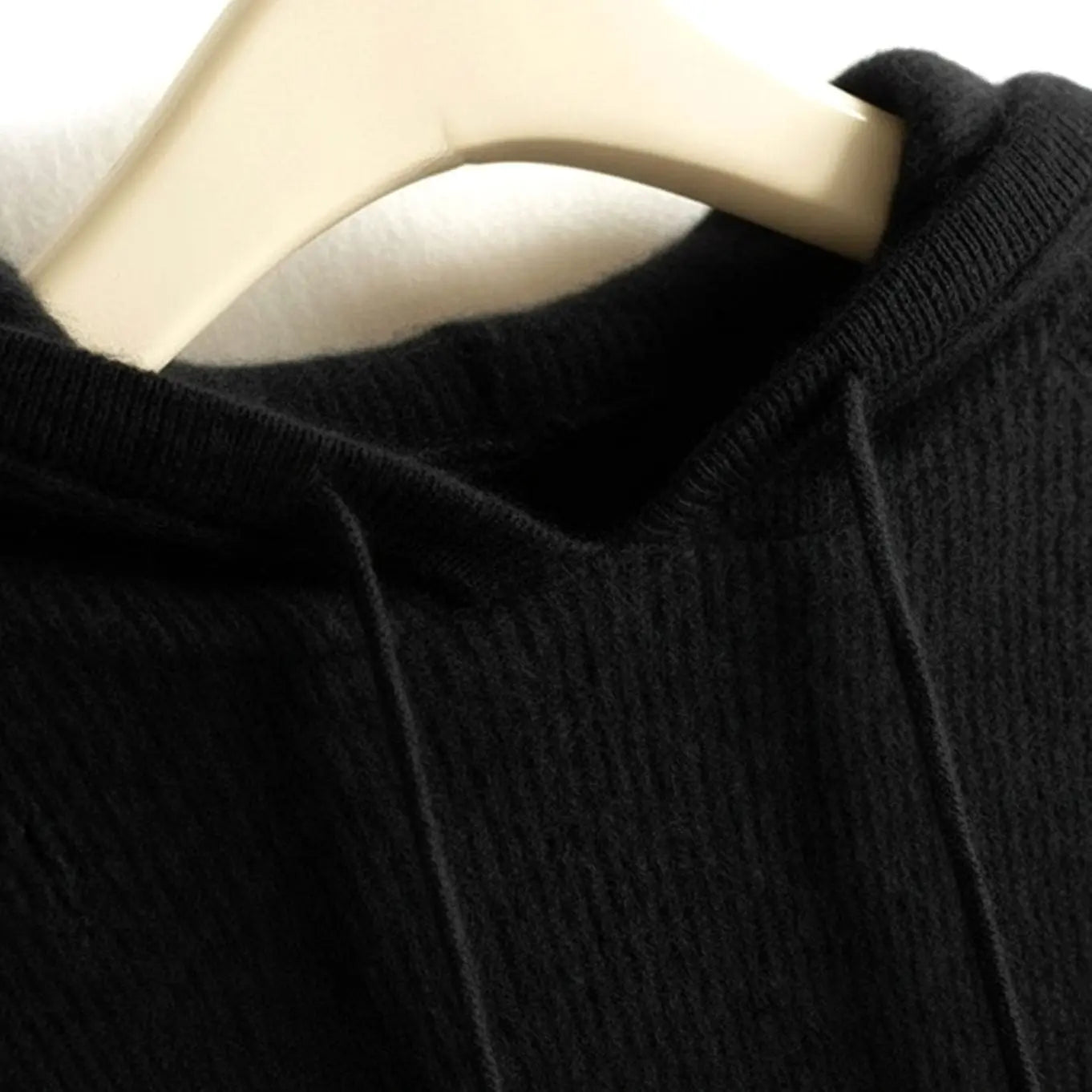 Women's Cashmere-Blend Hooded Drawstring Knit Jumper - Black