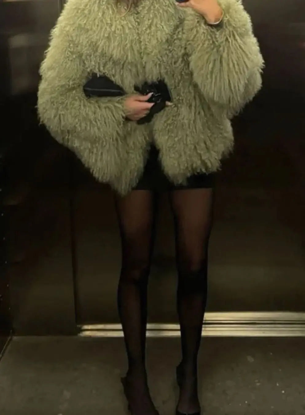 Women's Chic Faux Fur Shaggy Cropped Coat