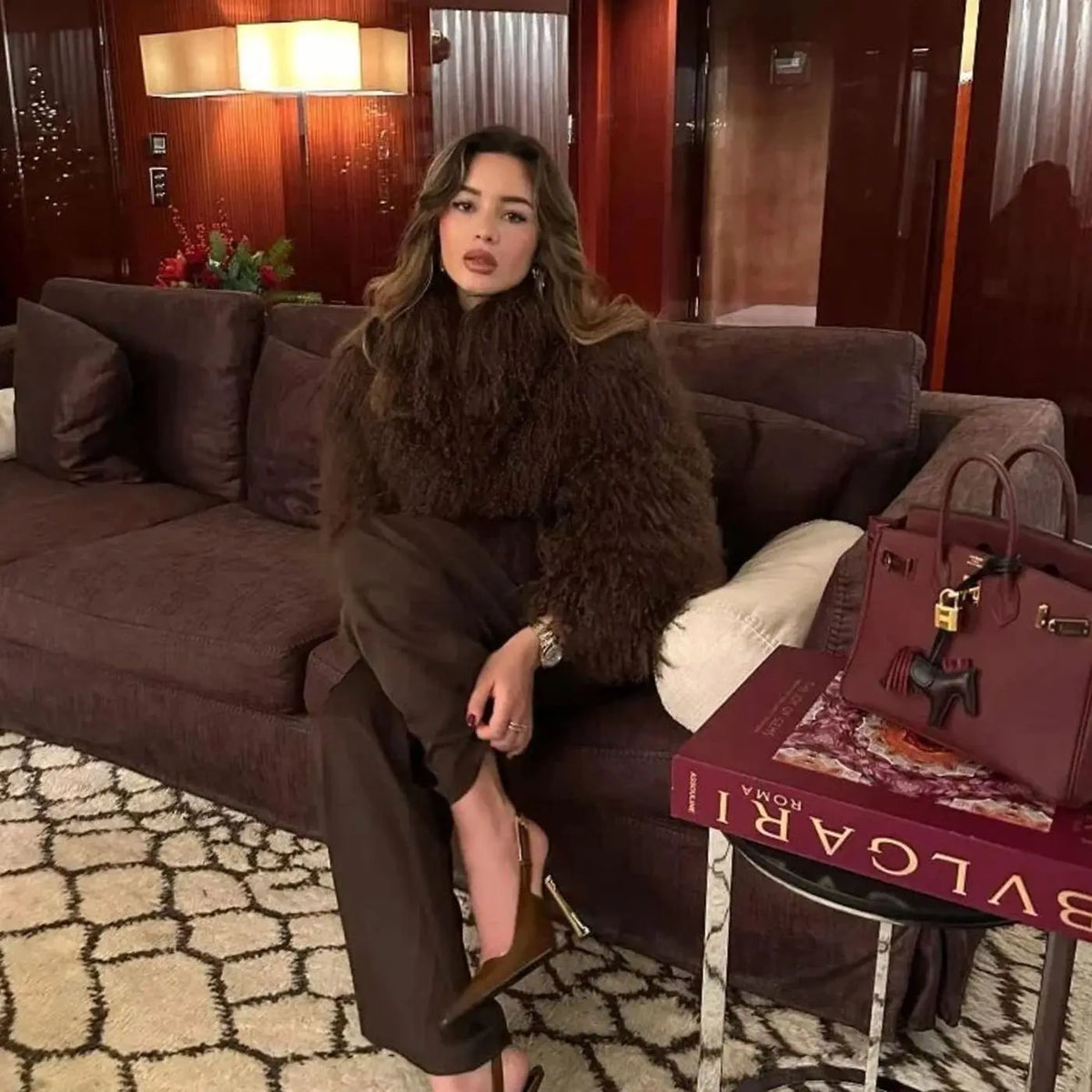 Women's Chic Faux Fur Shaggy Cropped Coat