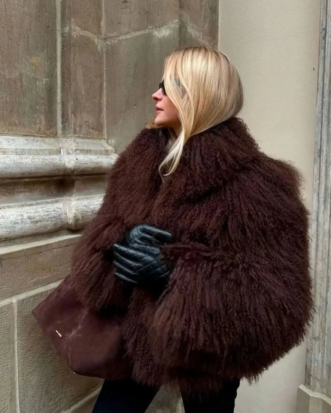 Women's Chic Faux Fur Shaggy Cropped Coat