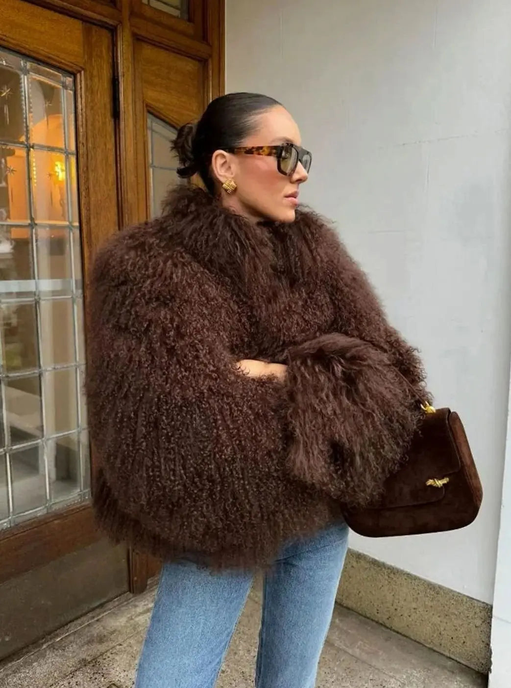 Women's Chic Faux Fur Shaggy Cropped Coat