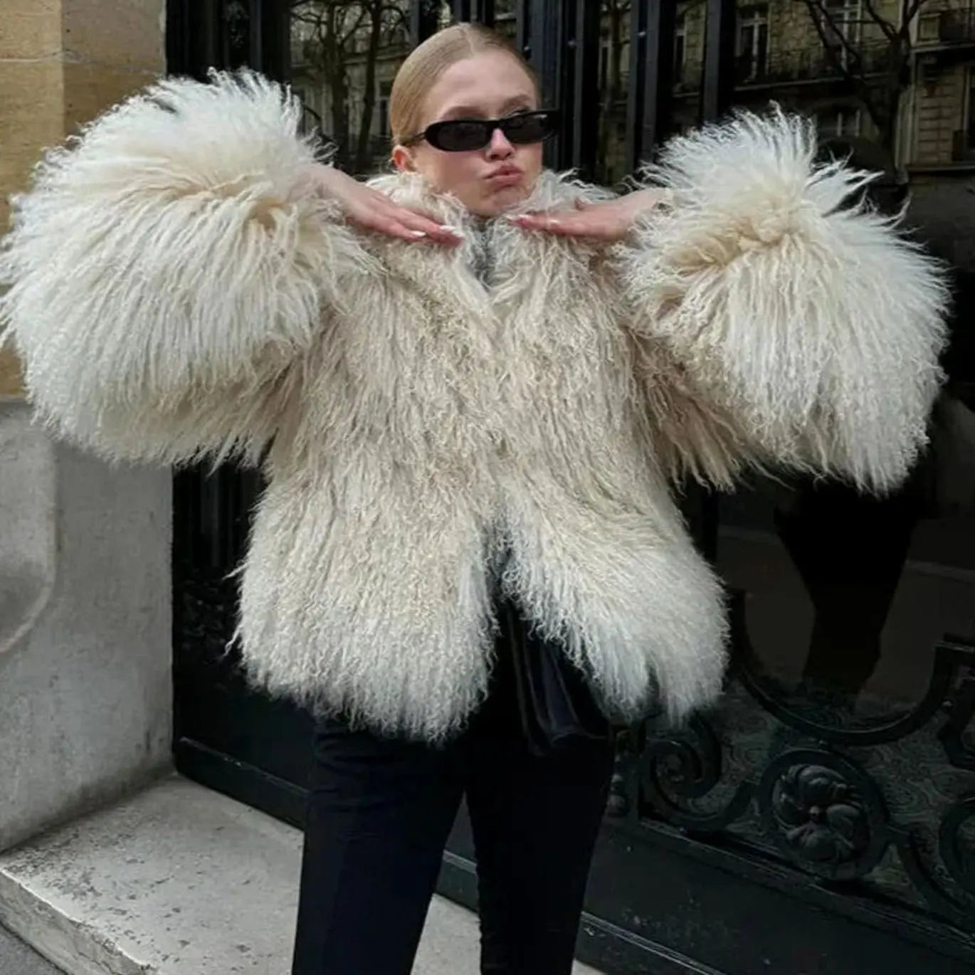 Women's Chic Faux Fur Shaggy Cropped Coat