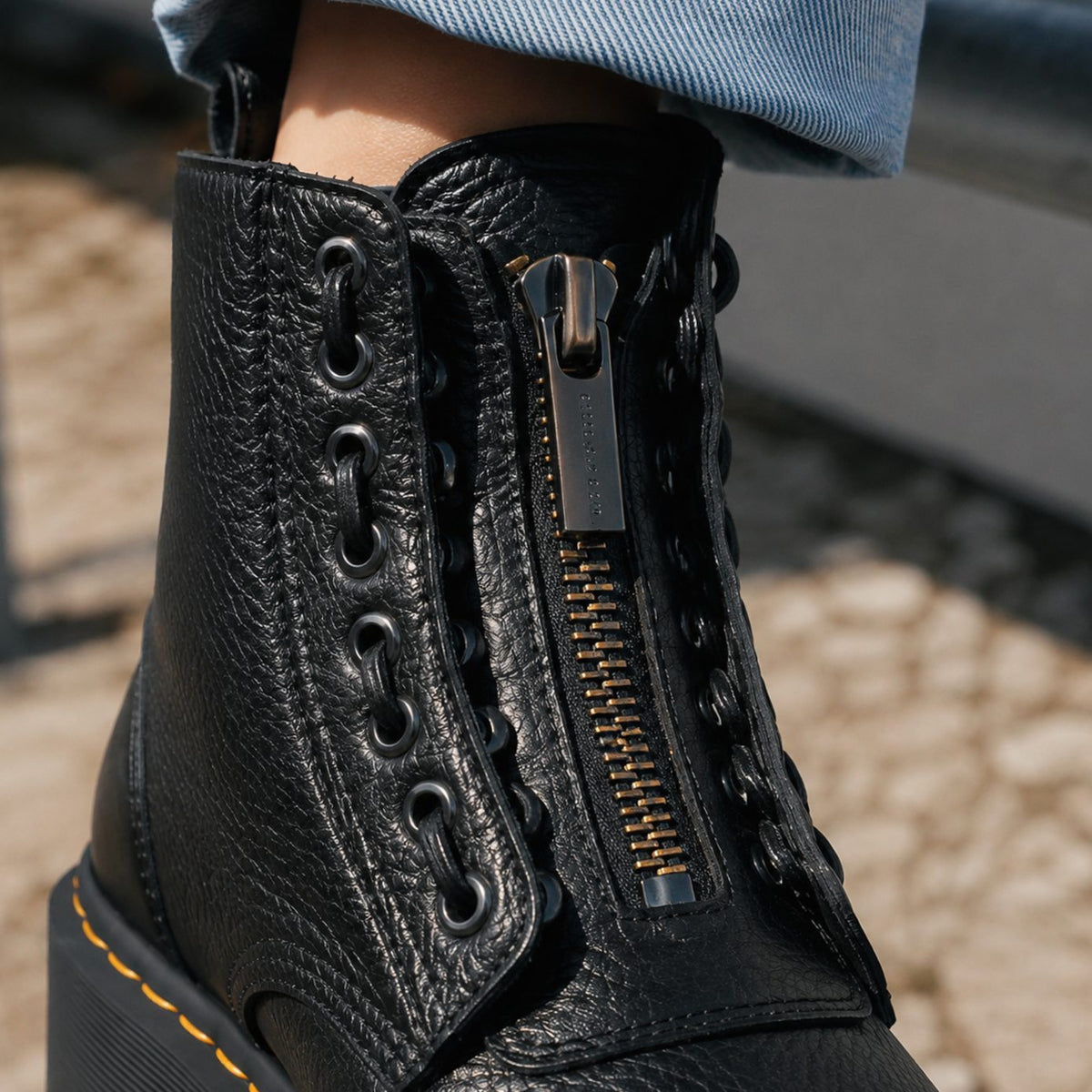 Women's Chunky Platform Lace-Panel Front-Zip Ankle Boots