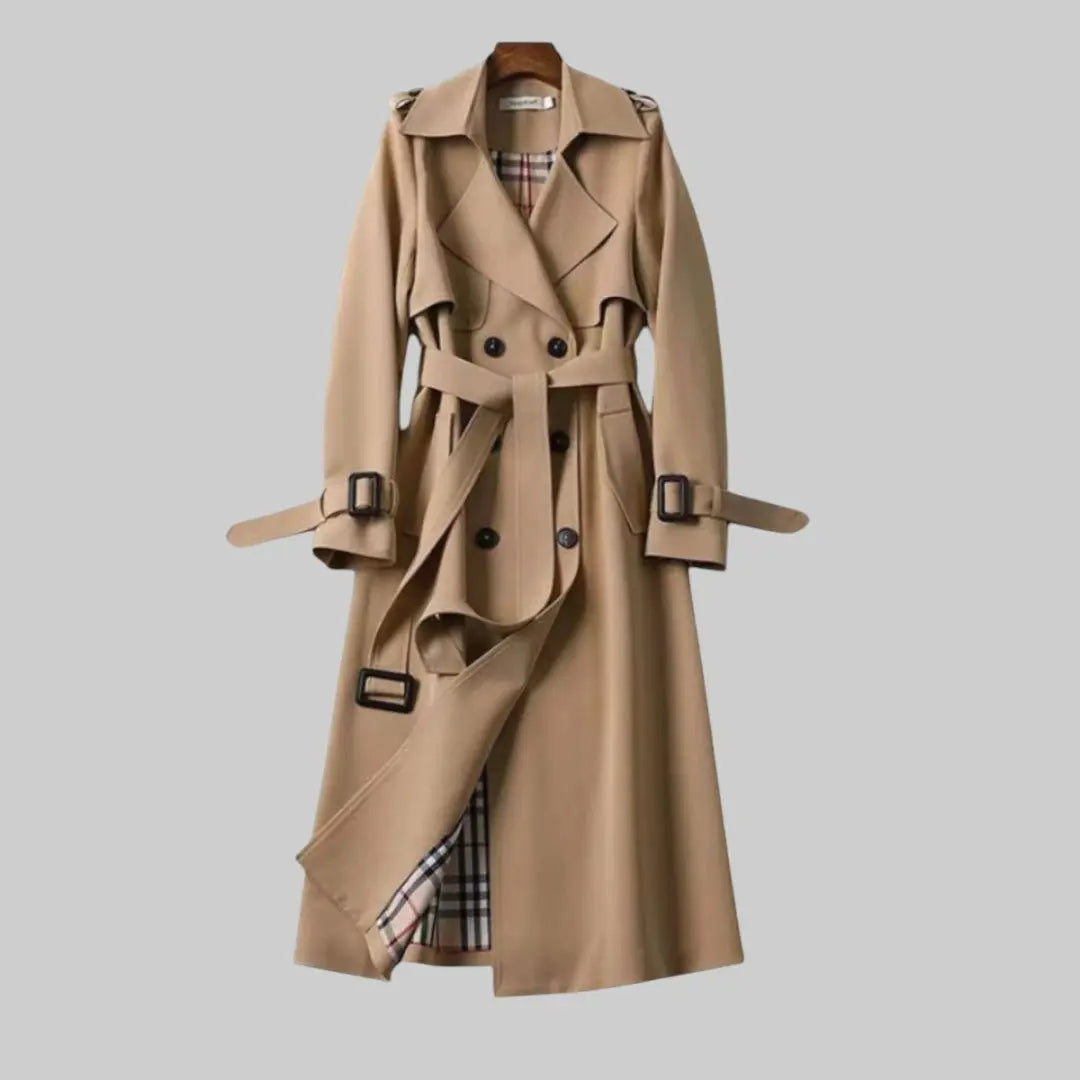 Women's Classic Trench Coat Double-Breasted Belted - Beige