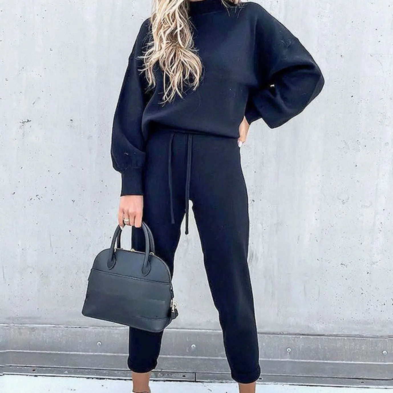Women's Cosy Two-Piece Tracksuit Outfit Relaxed Jogger Set - Blue