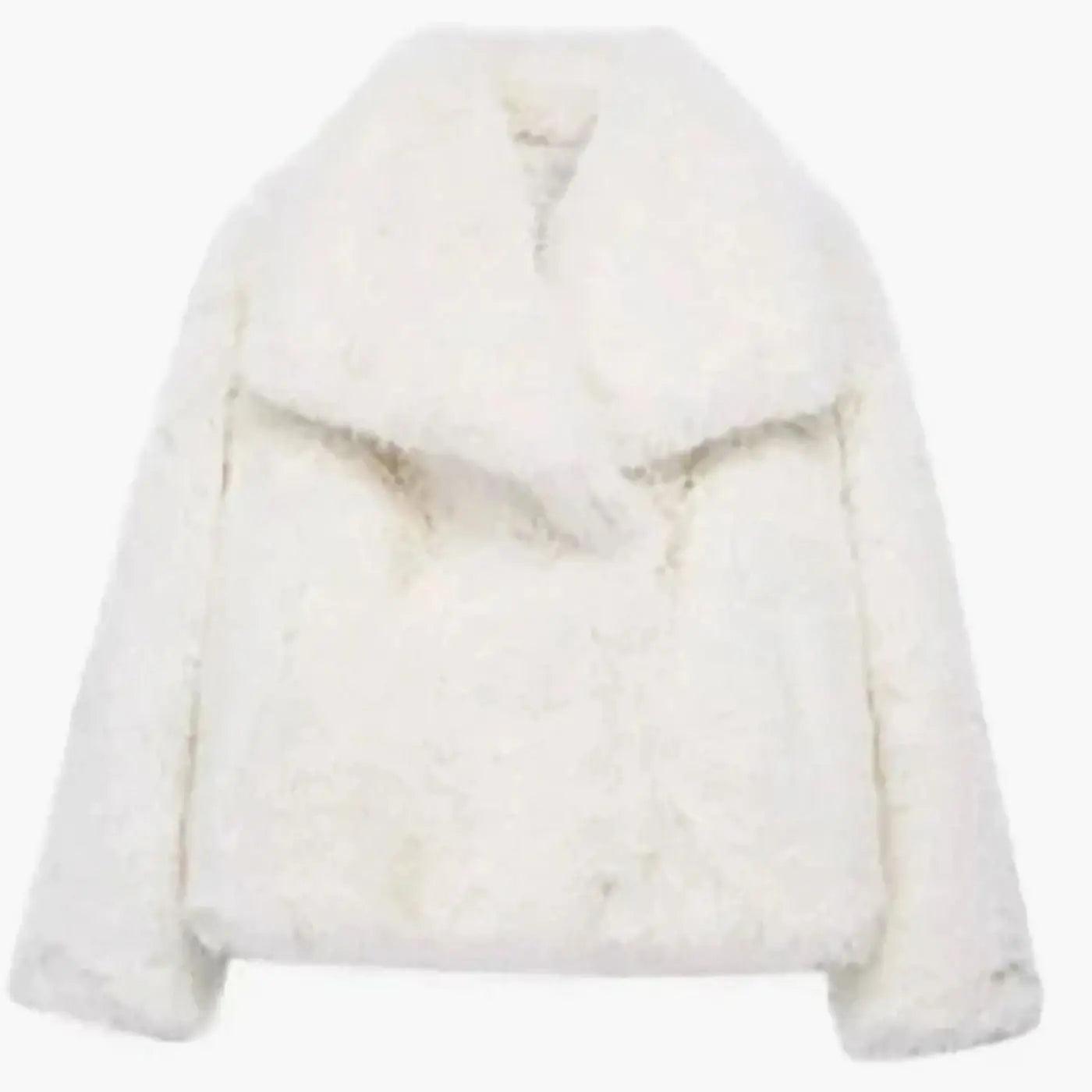 Women's Cropped Open-Front Faux Fur Winter Jacket - White
