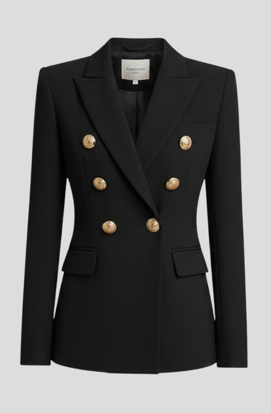 Women's Double-Breasted Gold-Button Tailored Blazer