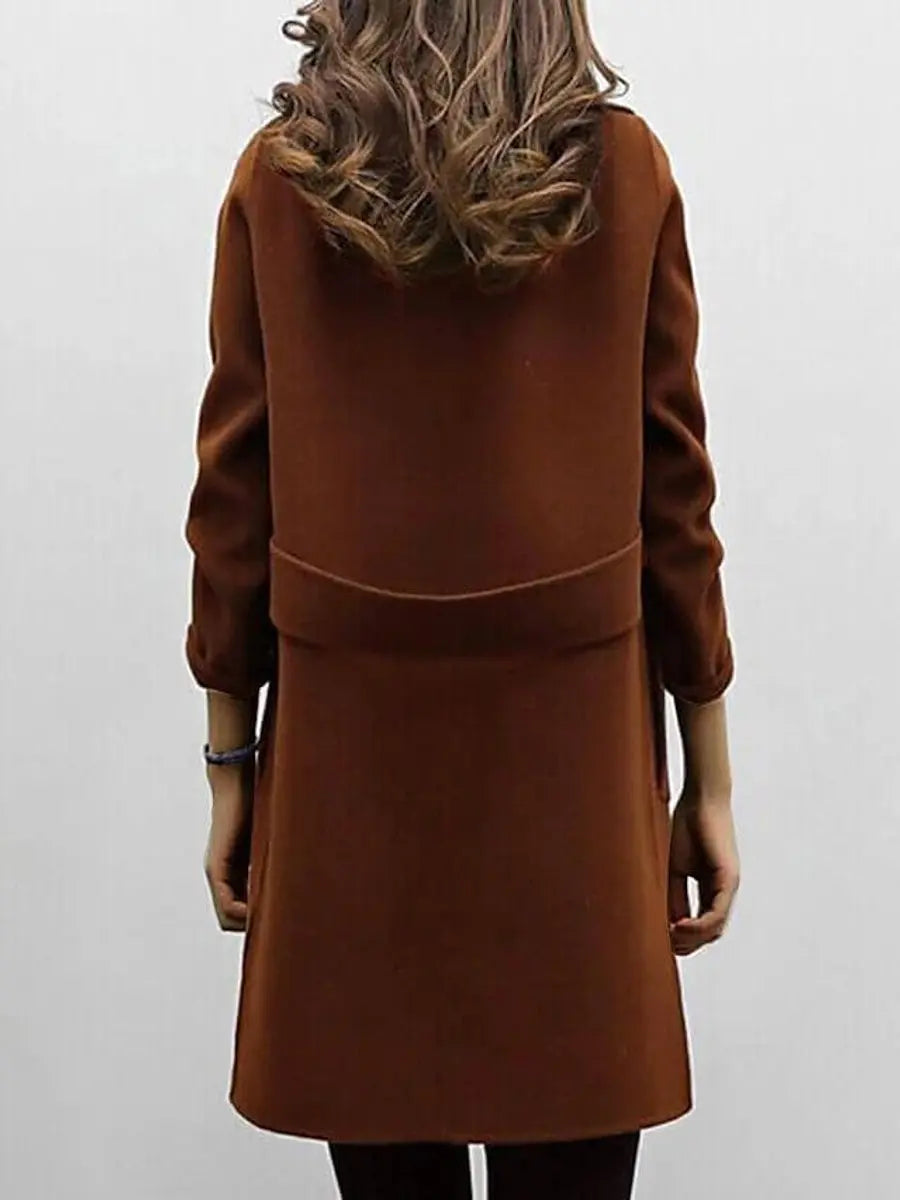 Women's Double-Breasted Longline Wool-Blend Jacket Coat