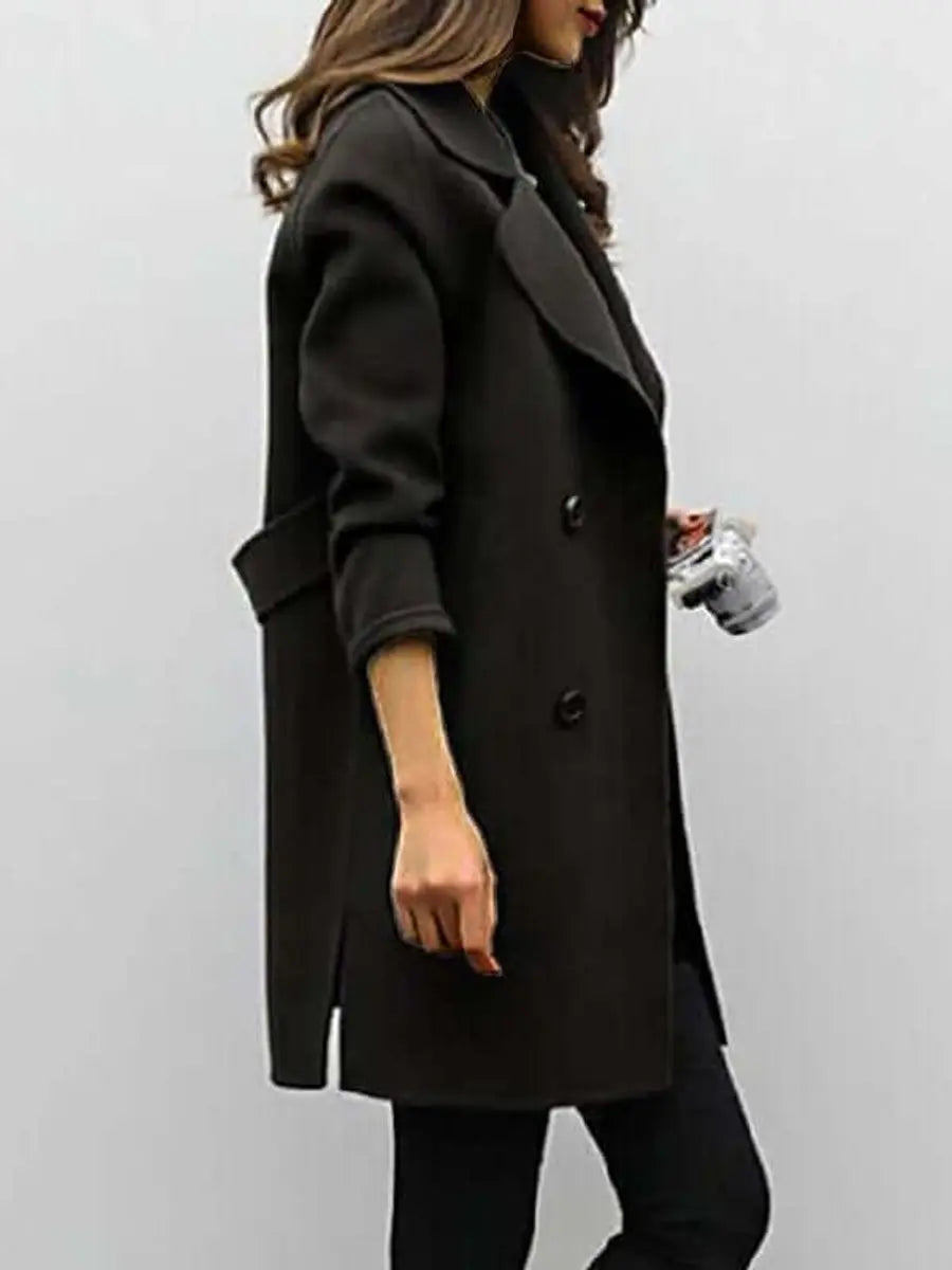 Women's Double-Breasted Longline Wool-Blend Jacket Coat