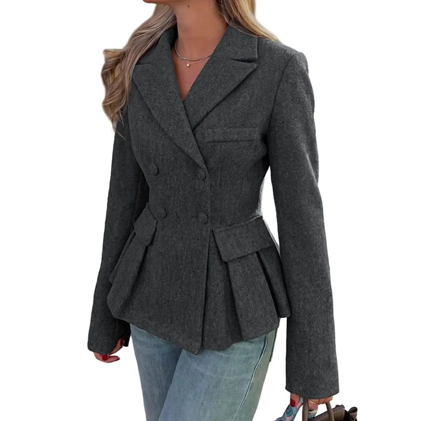 Women's Double-Breasted Peplum Tailored Blazer Jacket