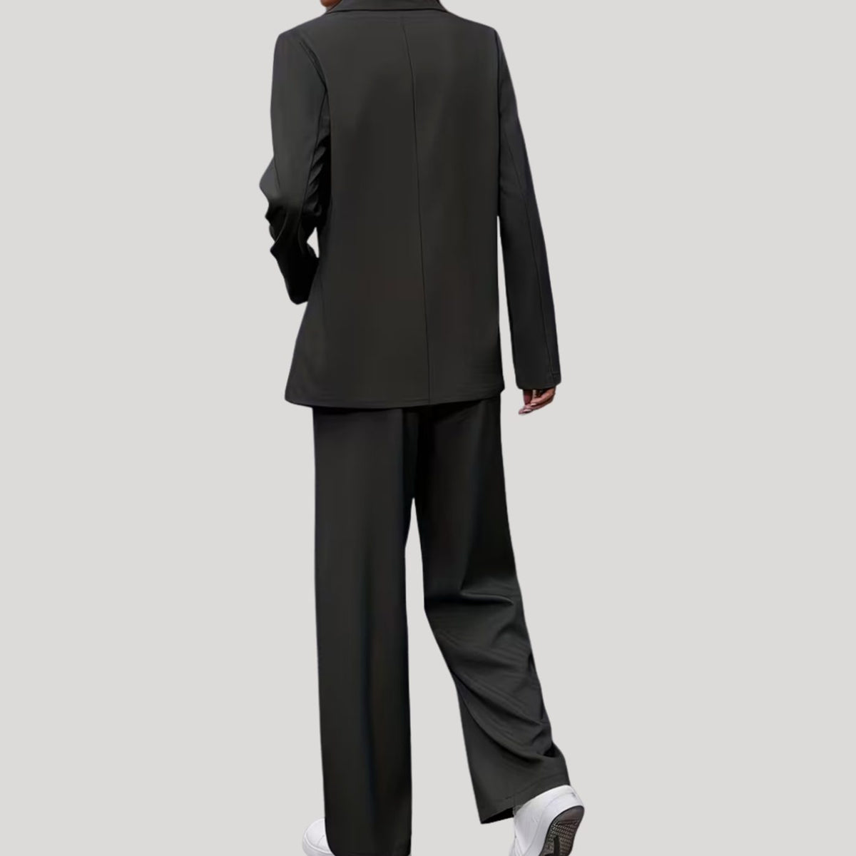 Women's Double-Breasted Tailored Wide-Leg Trouser Suit, Burgundy