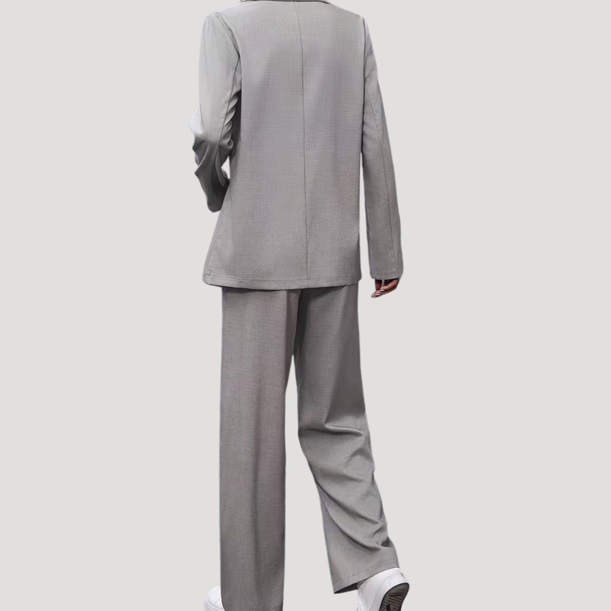 Women's Double-Breasted Tailored Wide-Leg Trouser Suit, Burgundy
