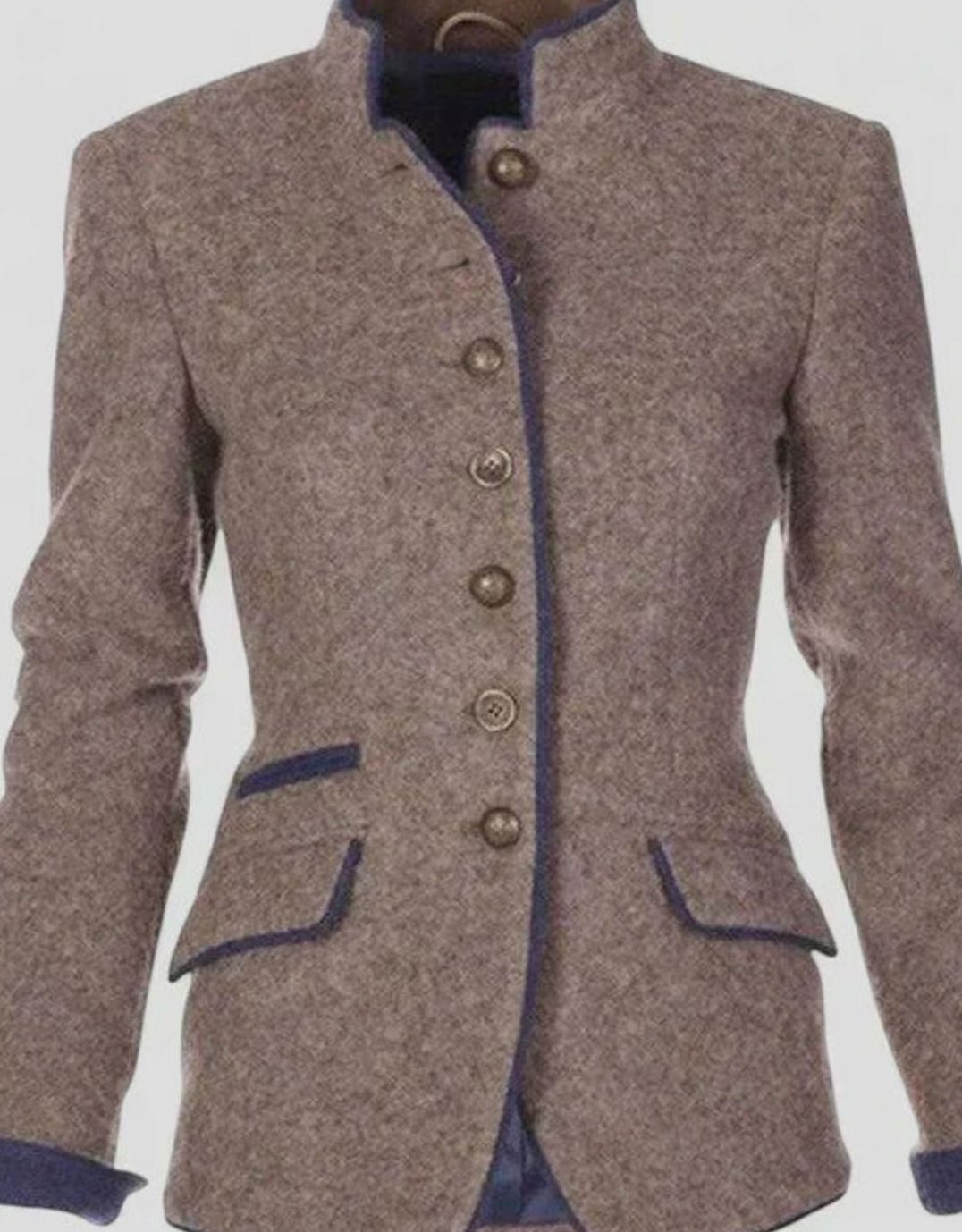 Women's Elegant Stand-Collar Button-Up Blazer Cardigan