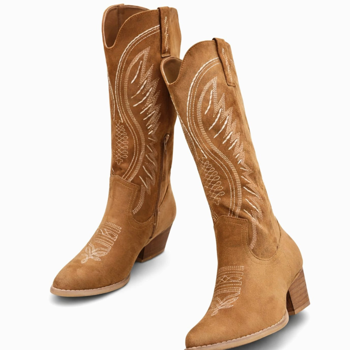 Women's Embroidered Suede Western Cowboy Knee-High Boots