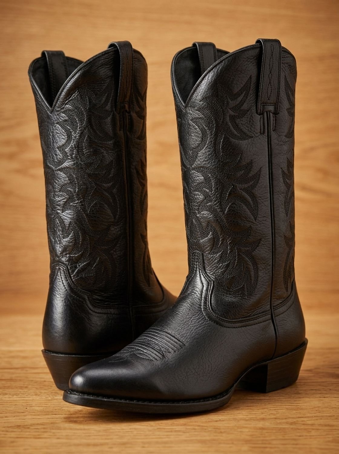 Women's Embroidered Western Cowboy Mid-Calf Block Heel Boots, Black