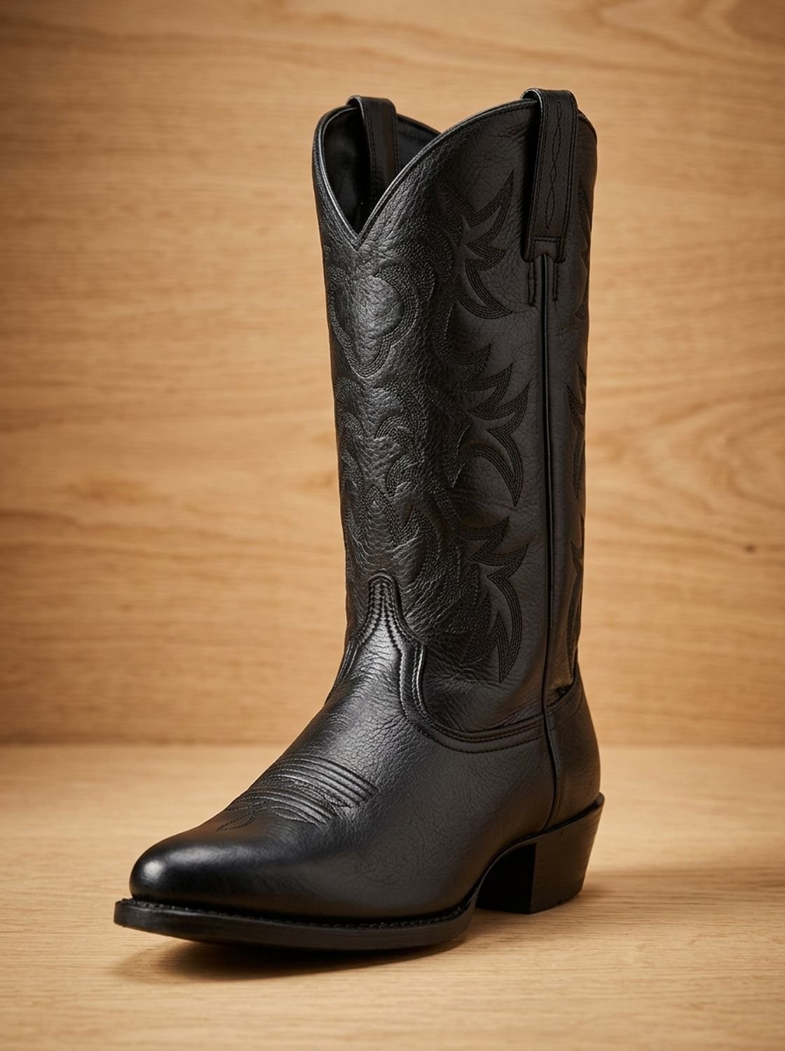 Women's Embroidered Western Cowboy Mid-Calf Block Heel Boots, Black
