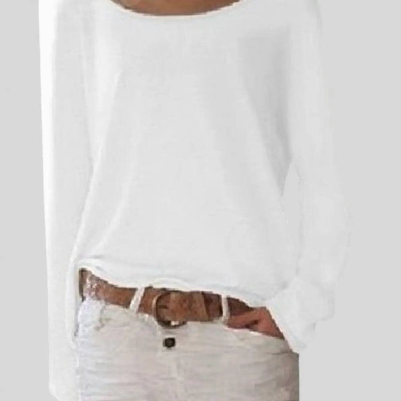Women's Everyday Crew Neck Long-Sleeve Knit Sweater - White