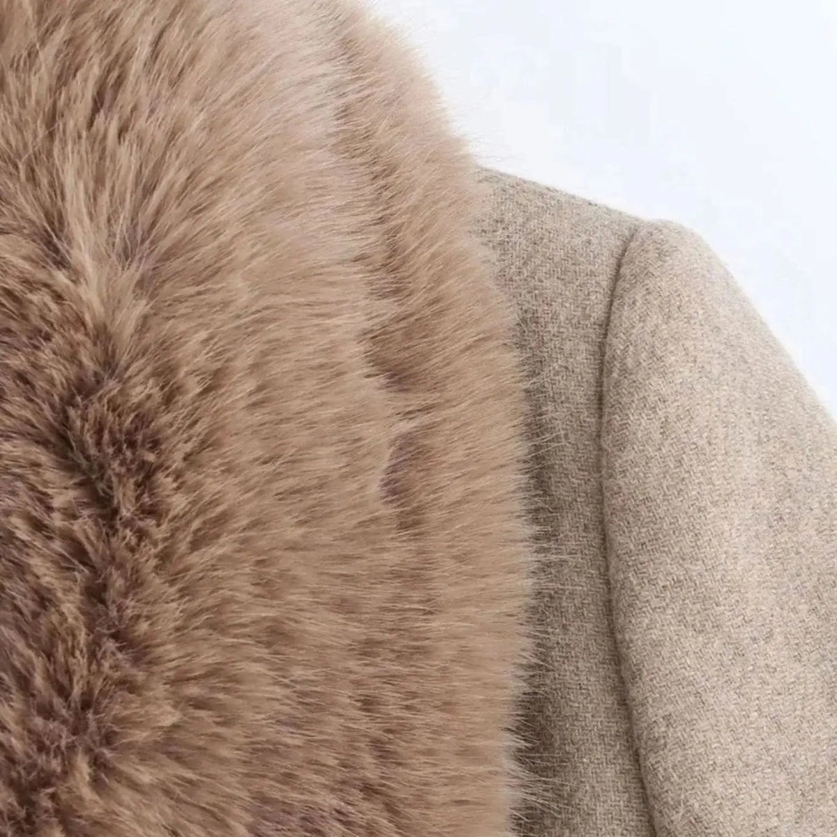 Women's Faux Fur Collar Belted Longline Winter Coat