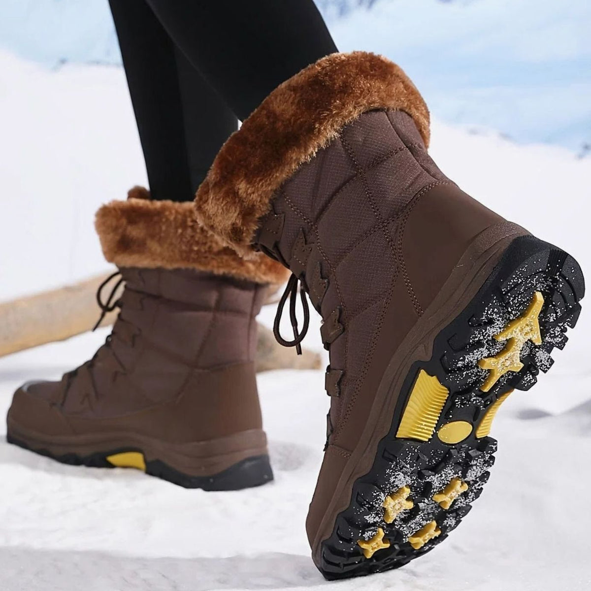 Women's Faux Fur Lined Lace-Up Winter Snow Boots