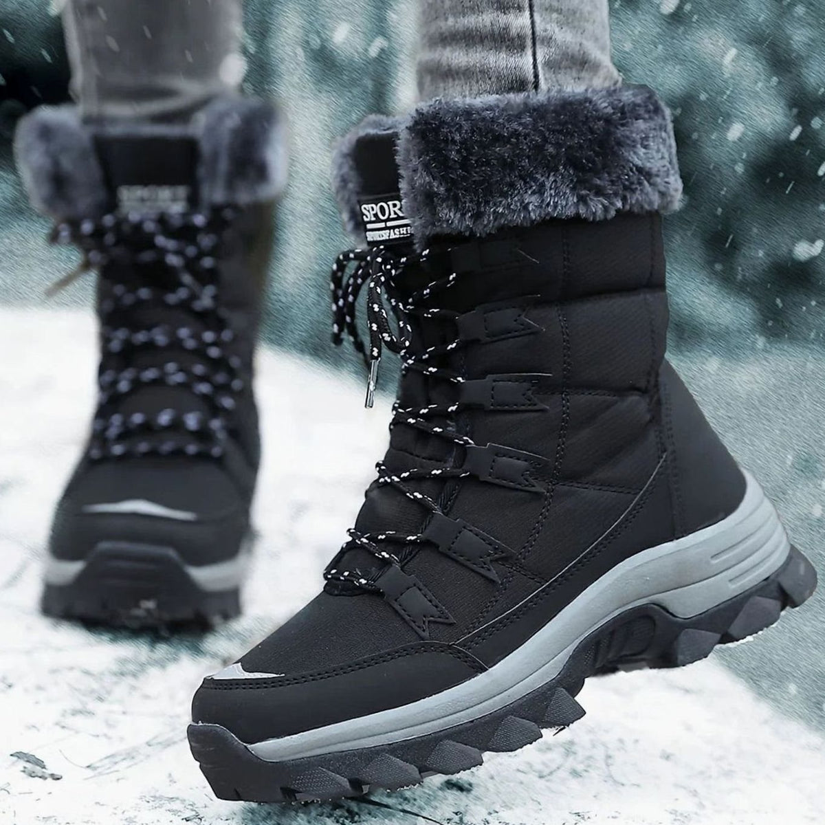 Women's Faux Fur Lined Lace-Up Winter Snow Boots