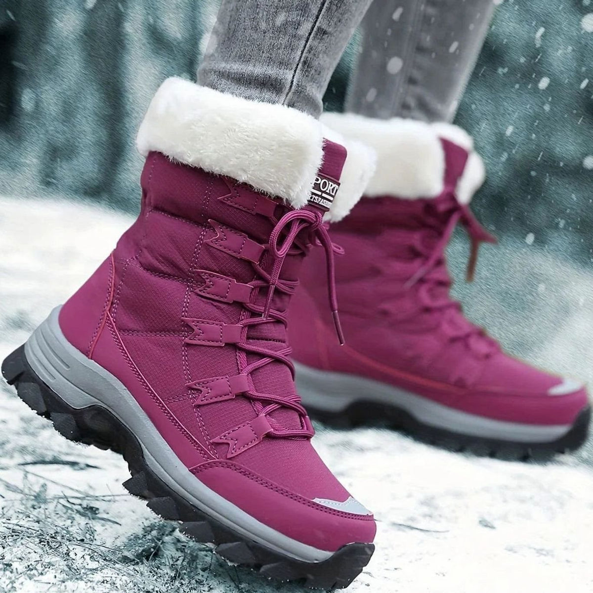 Women's Faux Fur Lined Lace-Up Winter Snow Boots