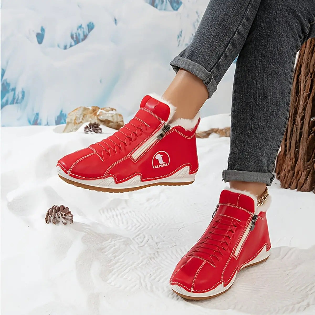 Women's Faux-Fur Lined Zip-Up Winter Ankle Boots