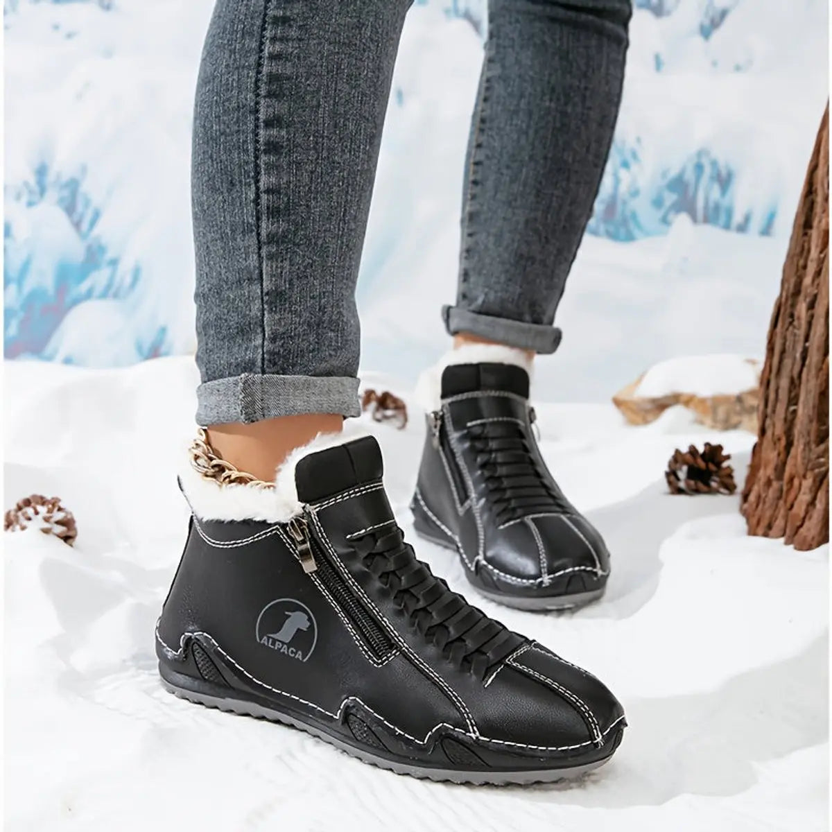 Women's Faux-Fur Lined Zip-Up Winter Ankle Boots