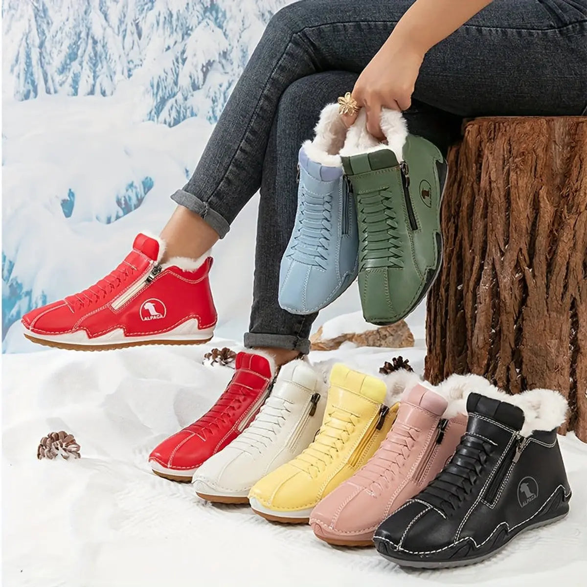 Women's Faux-Fur Lined Zip-Up Winter Ankle Boots