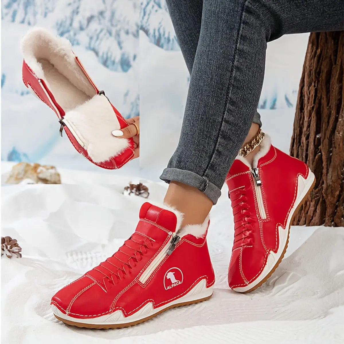 Women's Faux-Fur Lined Zip-Up Winter Ankle Boots