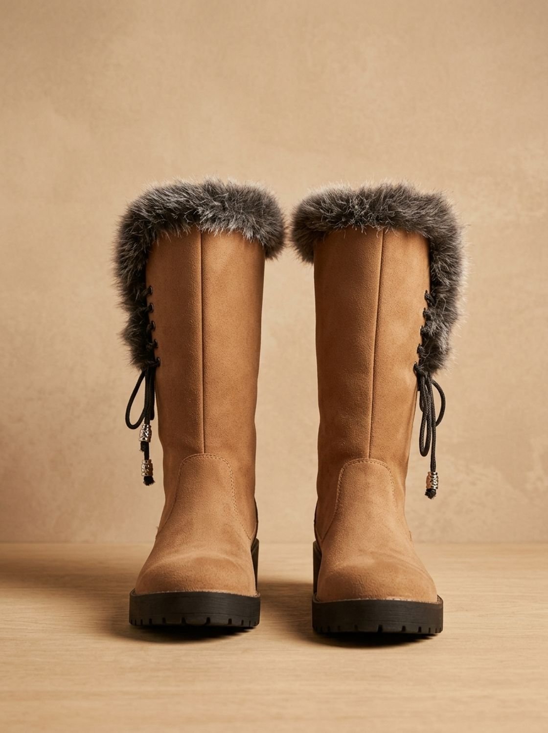 Women's Faux Fur-Trimmed Knee-High Winter Snow Boots