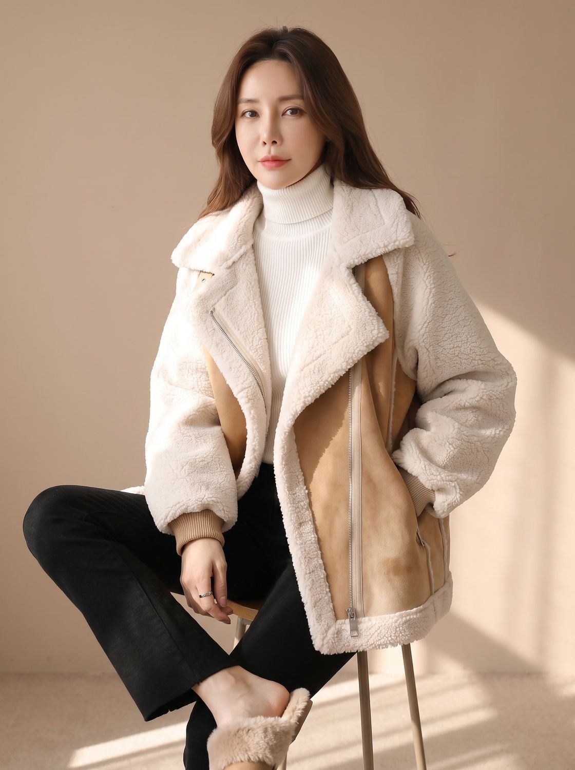 Women's Faux Shearling Suede-Finish Zip-Up Teddy Coat Jacket