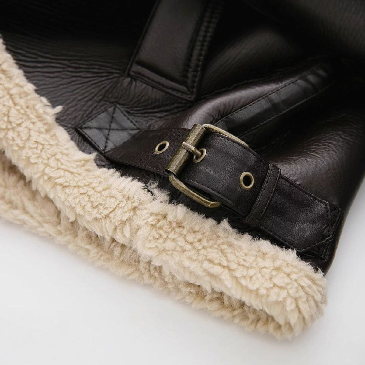Women's Faux Shearling Trim Zip-Up Winter Coat Jacket