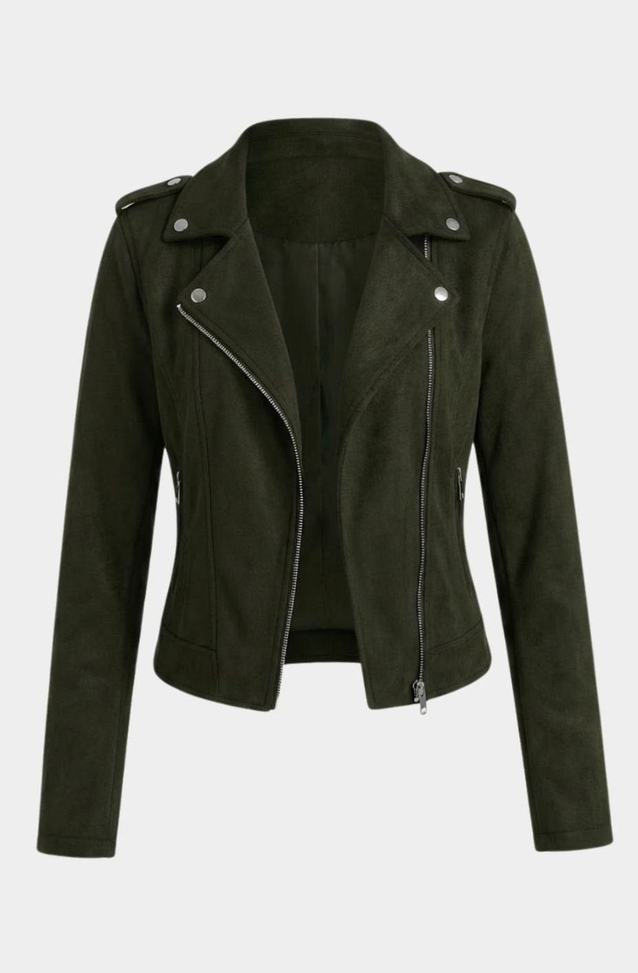 Women's Faux Suede Asymmetric-Zip Biker Jacket