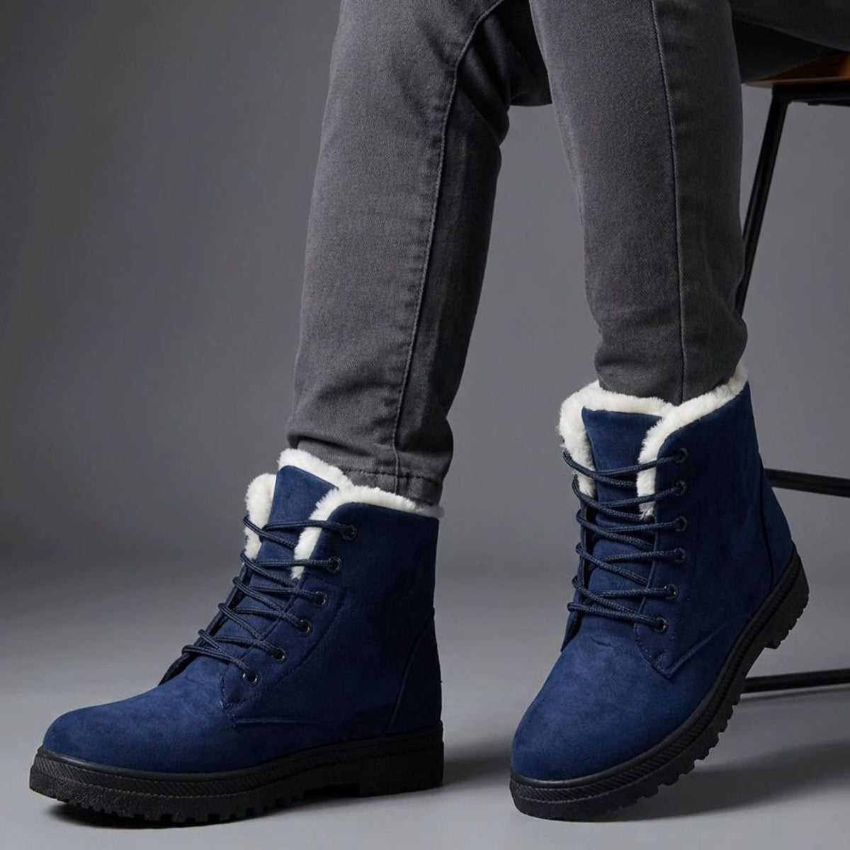 Women's Faux-Suede Fur-Lined Lace-Up Ankle Boots
