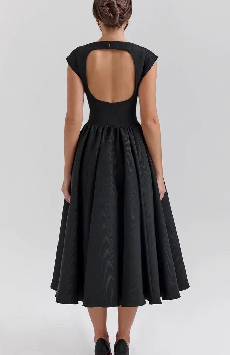 Women's Fitted Bodice Full-Skirt Midi Party Dress