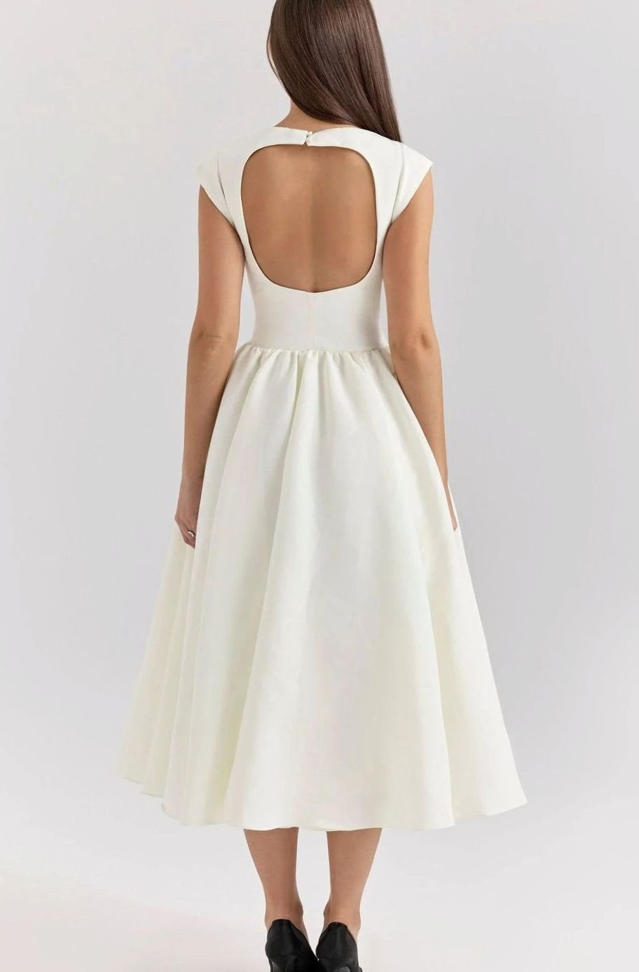 Women's Fitted Bodice Full-Skirt Midi Party Dress