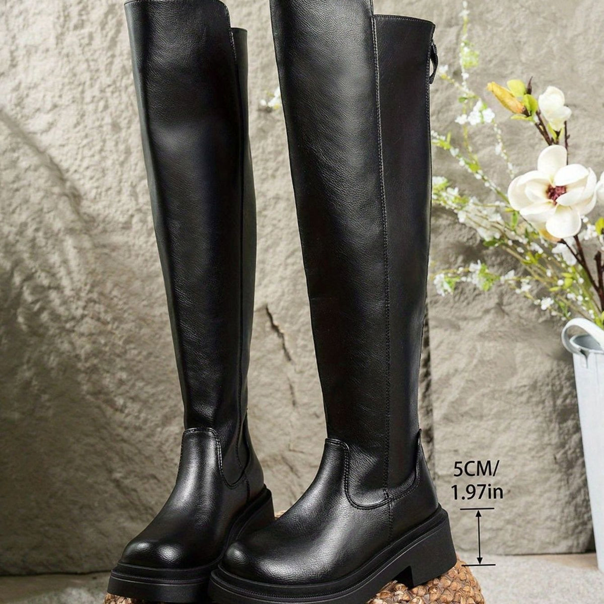 Women's Flat Over-the-Knee Side-Zip Stretch Boots