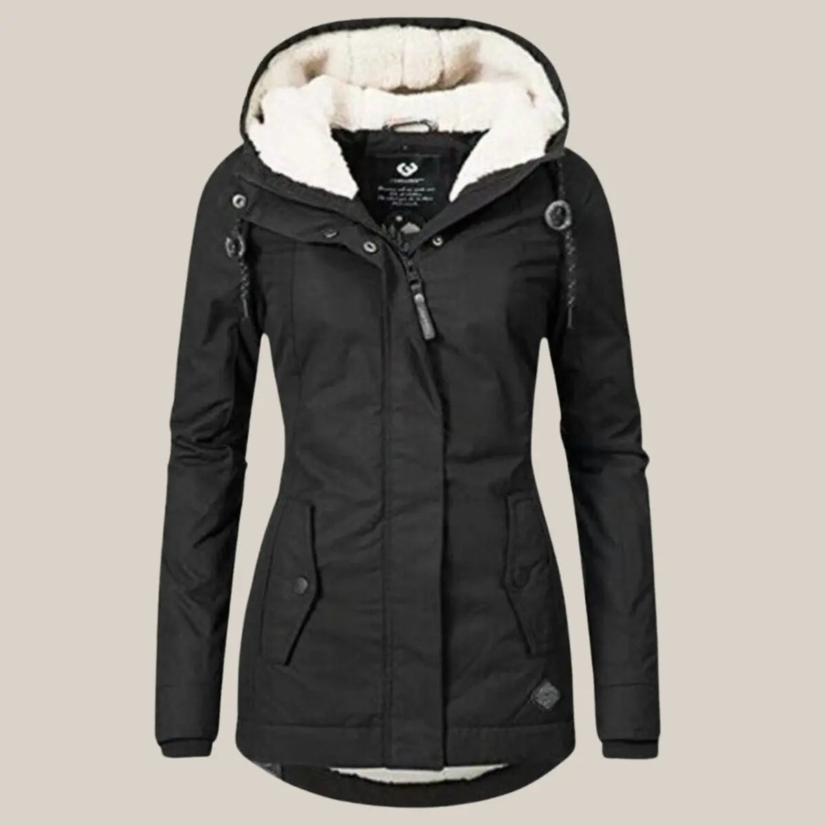 Women's Fleece-Lined Hooded Quilted Jacket Sherpa Winter Coat