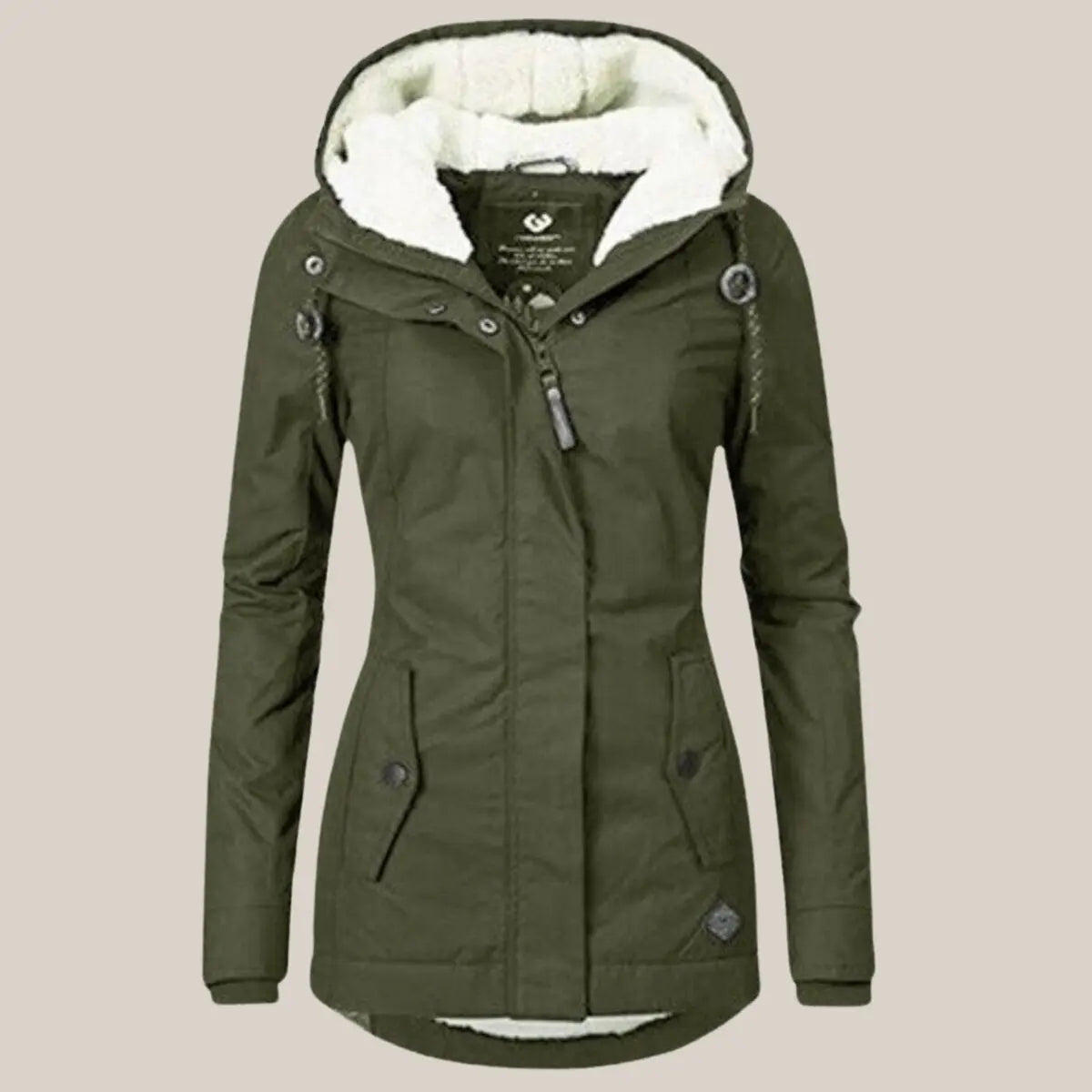 Women's Fleece-Lined Hooded Quilted Jacket Sherpa Winter Coat